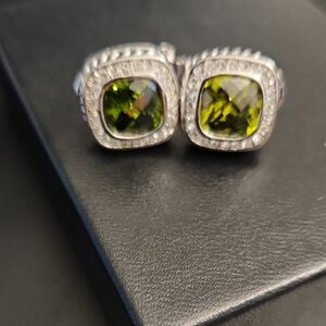 Elegant Silver and Green Gemstone Earrings